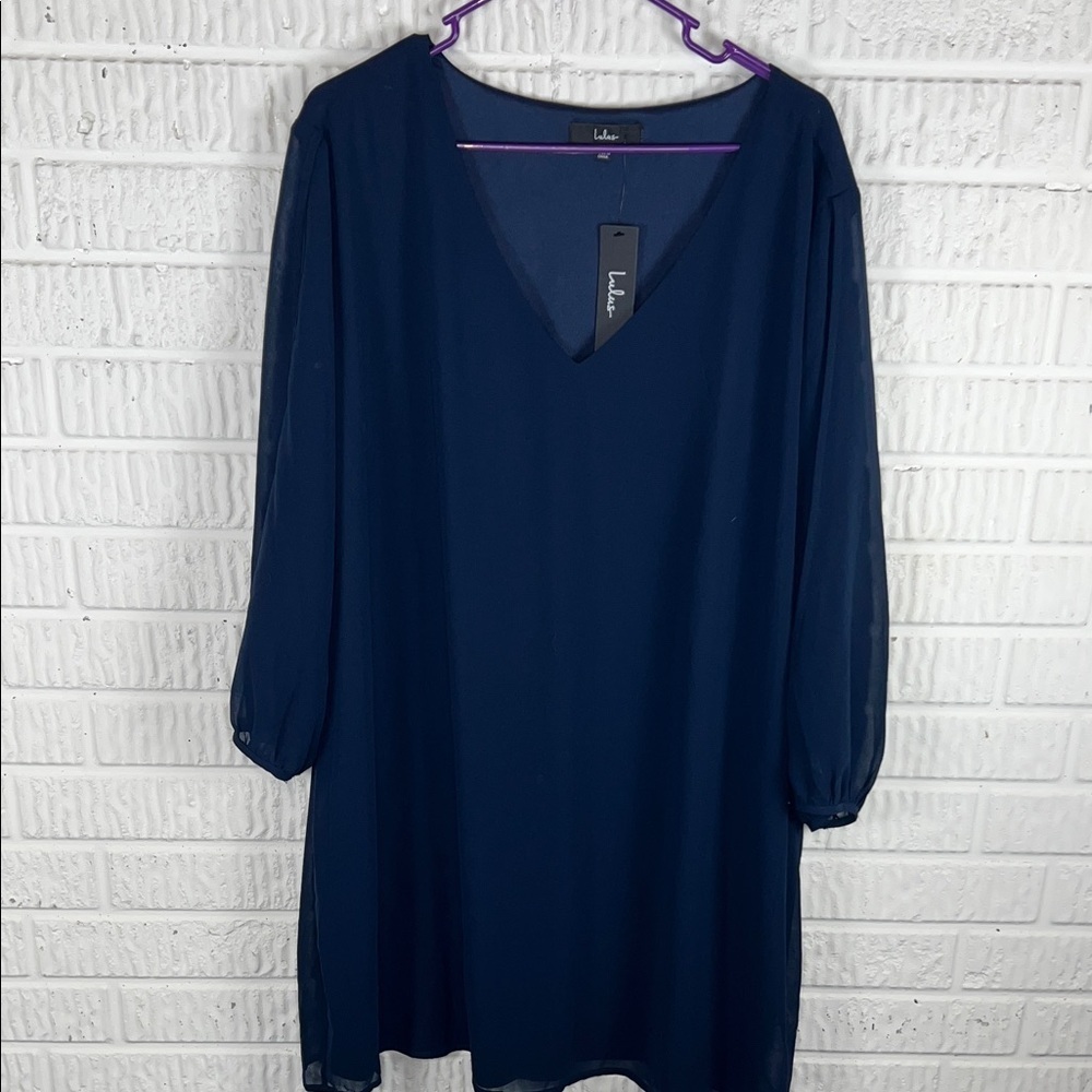 Lulu's Deep Blue V-Neck Dress NWT